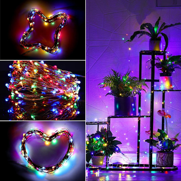 Färgglada - Batteridrivna Fairy Lights, 1 Pack 3*AAA Koppar Wi