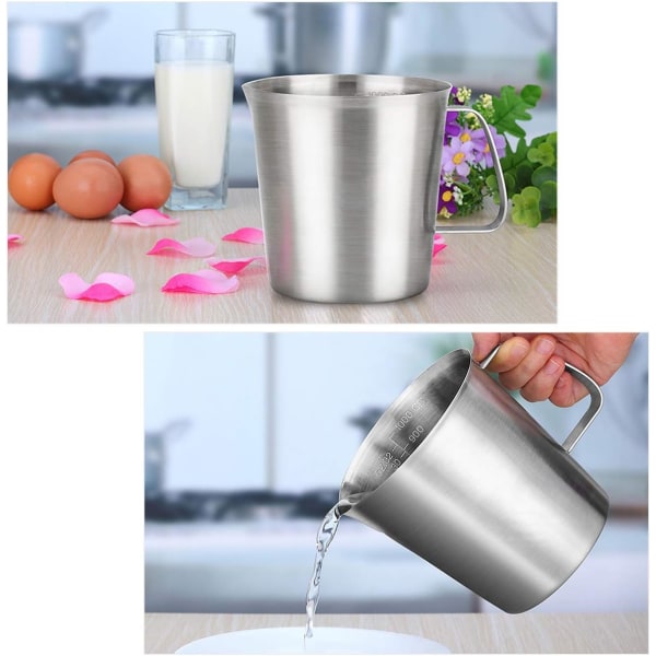 (Silver-Stainless-2000ml) Kanna Mätkopp 304 Stainless St