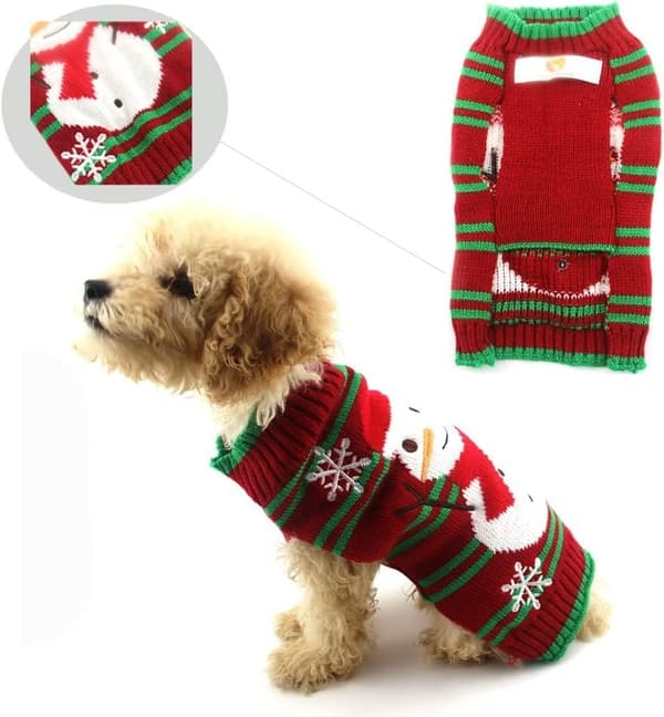 ##/Jultröja för hund, snögubbe, M, vintertröja för husdjur##/