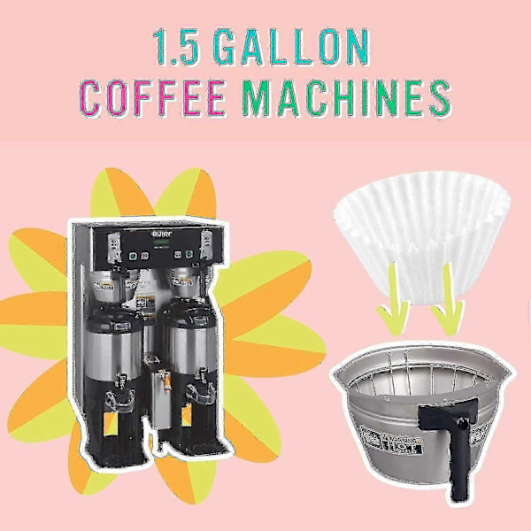 100 stk. Ekstra store kaffefiltre (33 cm x 12,7 cm) Premium, store, høye filtre for 5,7 til 11,4 liter