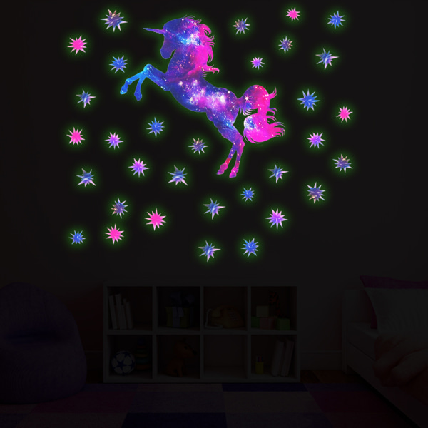 Luminous Unicorn Väggdekaler Väggdekaler Mural Dekaler för Säng