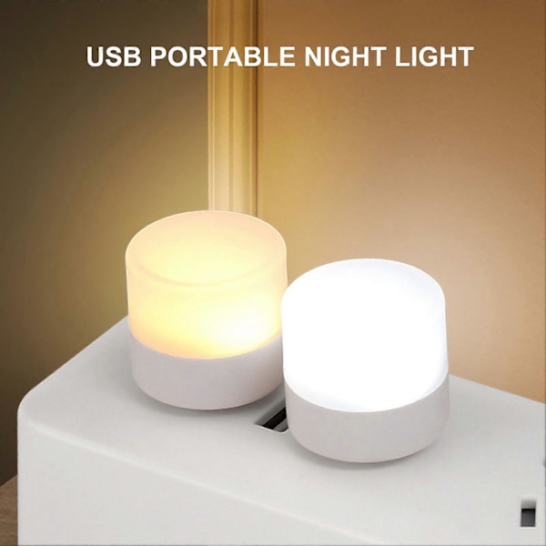 2 stk. Nattlys Øyebeskyttelse Ikke-blendende Plast LED Sengelamper USB Mini Leselamper Dekor Bursdagsgave Warm light