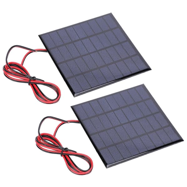 2 stk. DC9V 2W Epoksy Solcellepaneler Polysilisium Batterileker Lader Modul med 100 cm Kabel