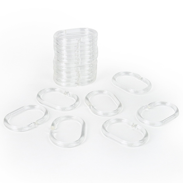 24 stk Klare Gardinringer, Plast Dusjringer, C-Formet Dusj