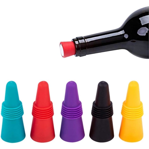 Silikonvinproppar, Färgglad vinflaskpropp 5-pack Reusa