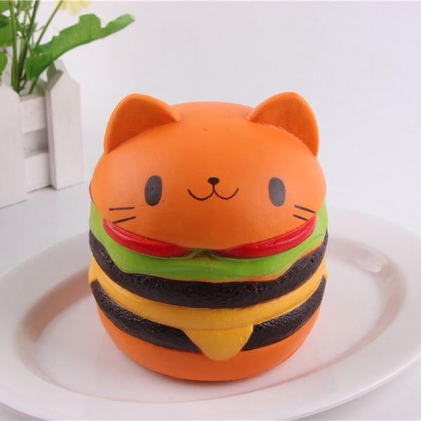 Söt kawaii mjuk hamburgare, studsleksak, stress och ångest