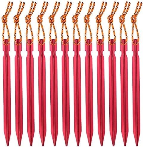 Sett med 12 teltplugger, campingteltplugger 18 cm med oppbevaringspose