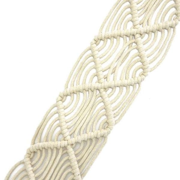 Beige flettet dekorativt belte, 100-135 cm