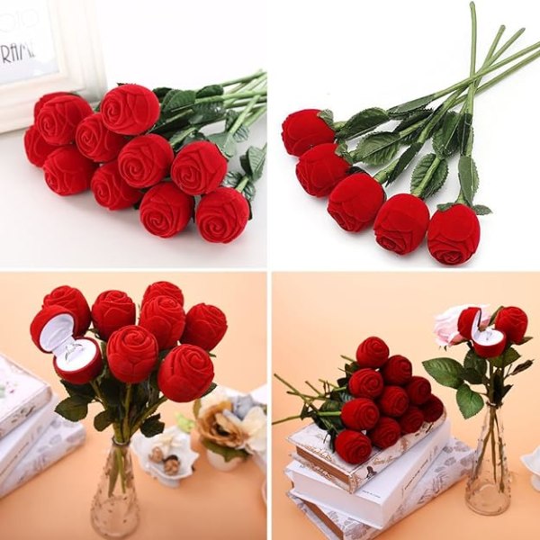 Box för ring i form av en romantisk ros, Rose Box for Weddi