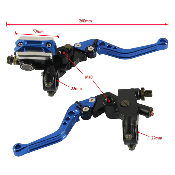 Universal 7/8'' Justerbart Motorcykel Koblingsgreb Motorcykel Kobling og Bremsegreb Sæt Bremsepumpe Reservoir