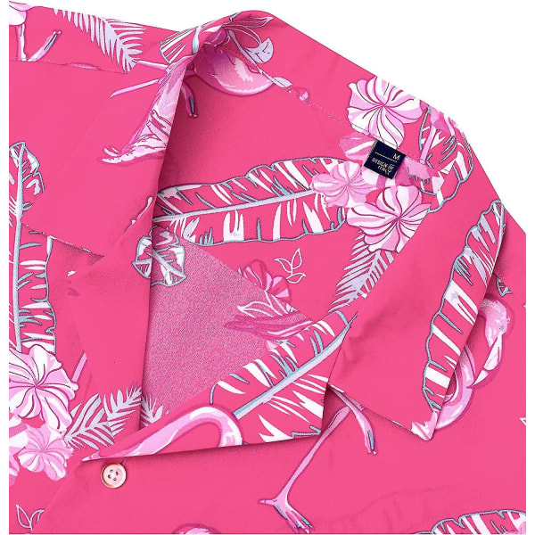 Hawaiiansk skjorta för män Funky Flower Flamingo Beach Casual kortärmade sommarskjortor