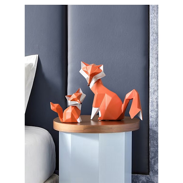 Modern räv djur harts ornament, räv baby, orange