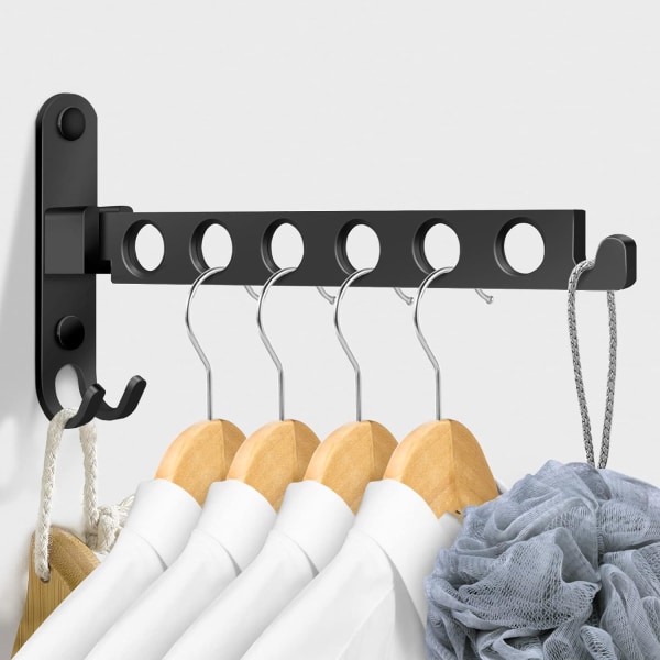 Væg Tørrestativ (Sort), Foldbar Tøjstativ Væghængt, Fold