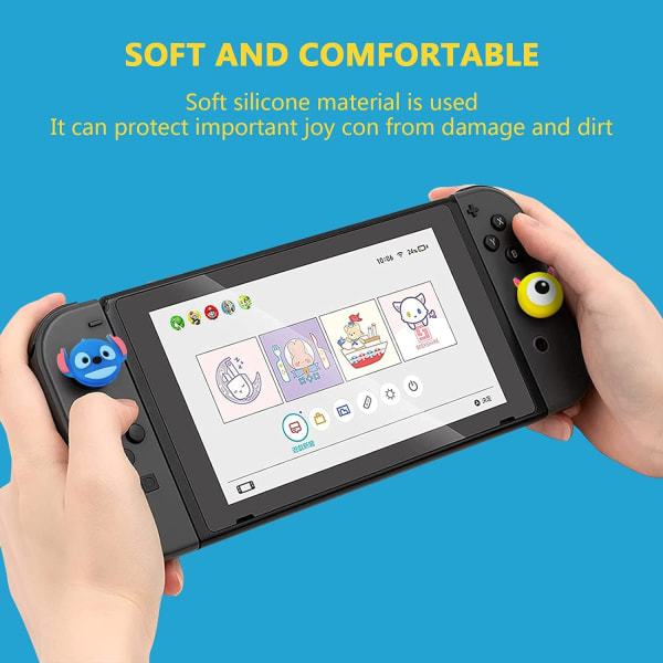 Grip Caps Kompatibel med Switch & Switch Lite, Blå Syning (4 stk)