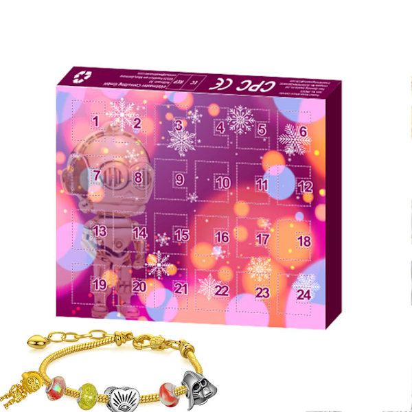 Adventskalender, 24 dager Jule-blindboks, DIY-armbånd