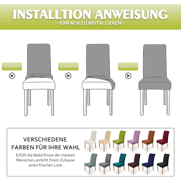 4 stycken stolsöverdrag, Stretch matstolsöverdrag Modern stol