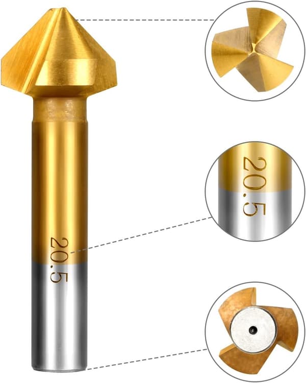 6 stk. 90° Forsænket Hoved HSS Titanium Kegle Trepunkts Panskruer