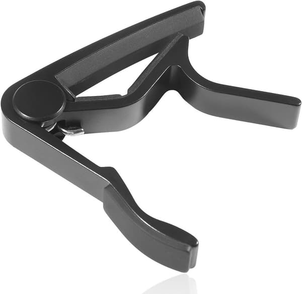 Guitar Capo med 5 Picks (Sort) - 75*80mm, Alloy Guitar Capo til 6 Strenge