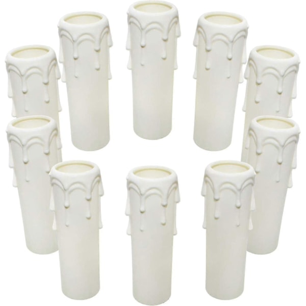 10 stk. dryppbeskyttelse for lys, 30 mm x 100 mm, hvite plastlysdeksler, rør for lysekroner og vegglamper