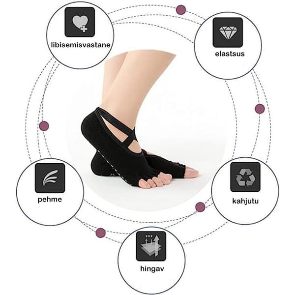 ##/Silikon-halkskyddande yogas strumpor för dans, yoga, balett och pilates##/