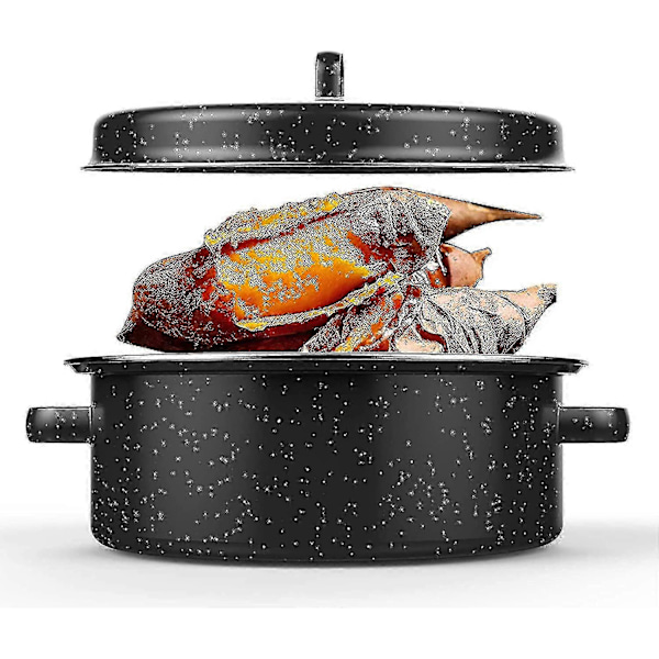 Dekket Rund Stekeform, Non-Stick Stekebrett Med Lokk Og Hylle, emaljert Grillpanne (24cm)