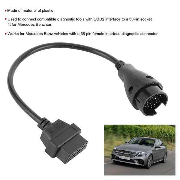Diagnostikkabel 38-pin till OBD OBD2 16-pin Adapterkontakt Passar Mercedes Benz