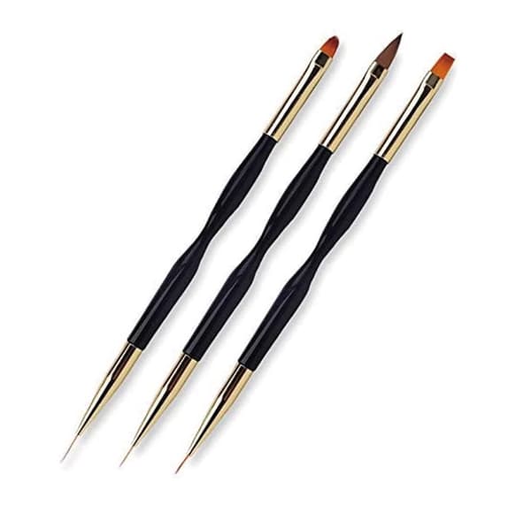 3-pack Dubbelsidiga Nagelkonstpennor, Akryl Rund Plattborstepennor