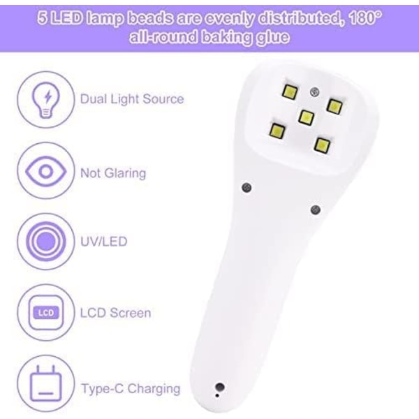 ##/Mini negllamp UV LED-lys, bærbar, LCD-skjerm##/