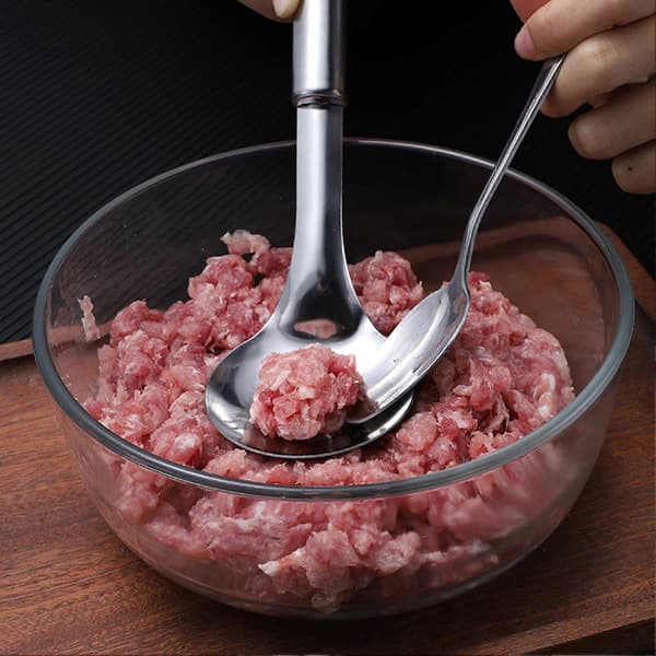 Non-stick Köttbullssked Falltålig Rostfritt Stål Portabel Ihålig Slät Maker Sked för Kök A