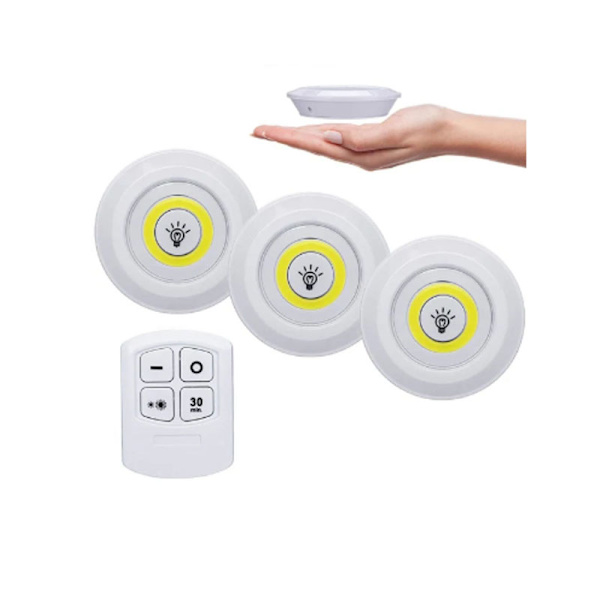 ##/Trådløs LED-lys Hvidt Lys 3-pak med Fjernbetjening##/