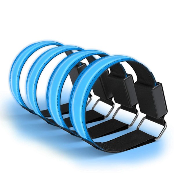 ##/4 stk. LED Lysende Armbånd Reflekterende LED Løbearmbånd Justerbart Blinkende Bånd Sikkerhed LED Lysende Armbånd Lysende Sportsarmbånd##/
