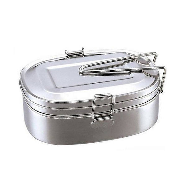 Dobbel Lag Bento Matboks Student Rustfritt Stål Matbeholder Extra Large