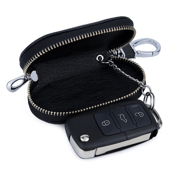 ##/Lädernyckel fodral med blixtlås##/