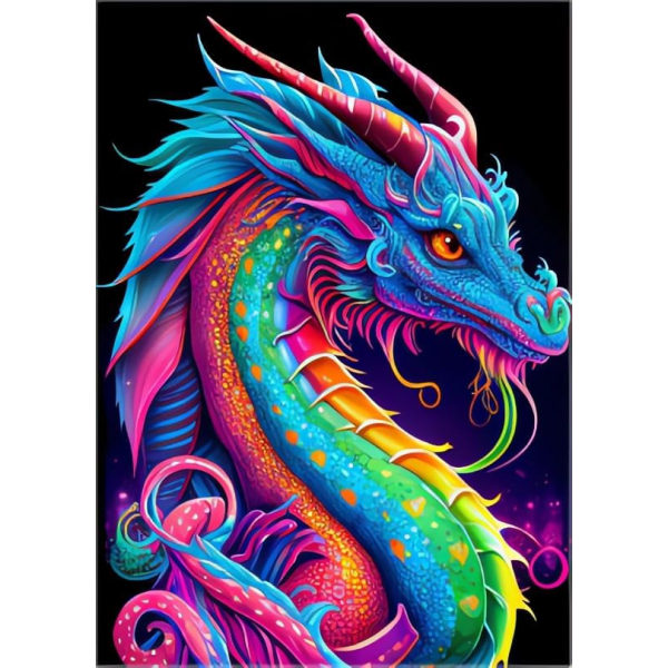 30x40cm, Seven Coloured Dragon 5d diamantmalet rhinsten embro