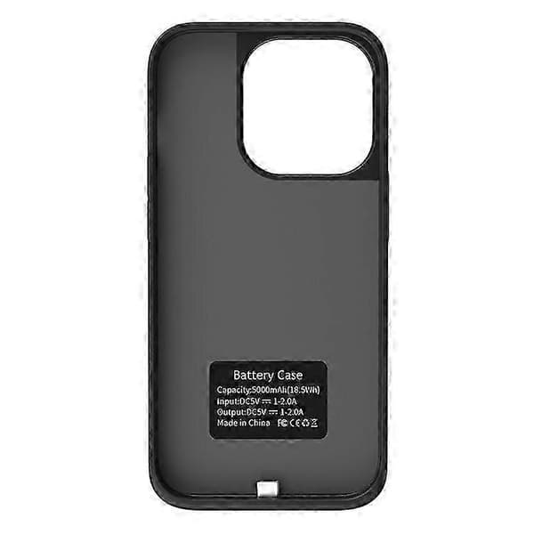 T43 Kompatibelt för iPhone 15 5000mAh Batteriladdningsfodral Ställ Skyddande Förlängt Batteriladdarfodral