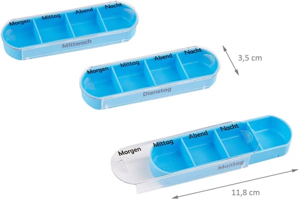 Tabletæske til 7 dage, pilleæske med 4 rum pr. dag, medicin