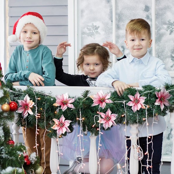 (Blå) 45 stk. Jule-julestjerne dekorasjoner glitter julestjerne