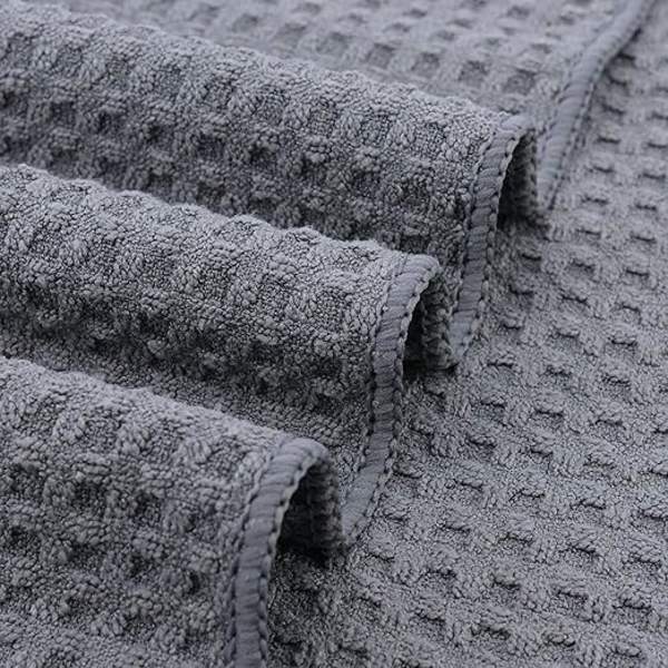 (Grå 30x30 cm) 8 Ultra Premium Mikrofiber Köksdukar - Hand/Disk - Våffelväv