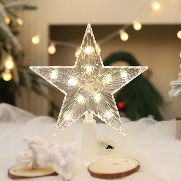 ##/Lysende Juletrestjerne, Juletre Topper med LED, Jul##/