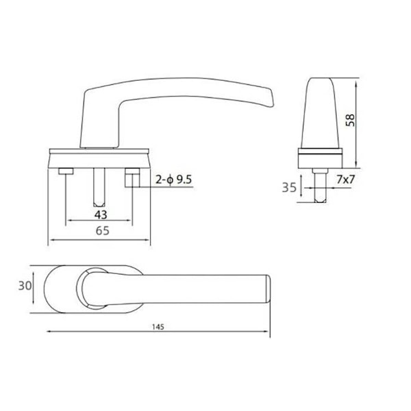 Vindushåndtak 2 stk. Aluminiumlegering Vindushåndtak Solid Aluminium