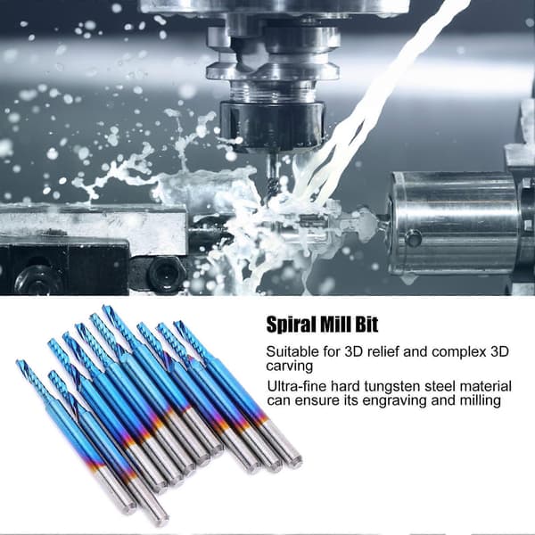 Spiralfræser CNC Router Kit Carbid Wolfram Stål Endefræser Hardware Værktøj 3.175 x 17mm