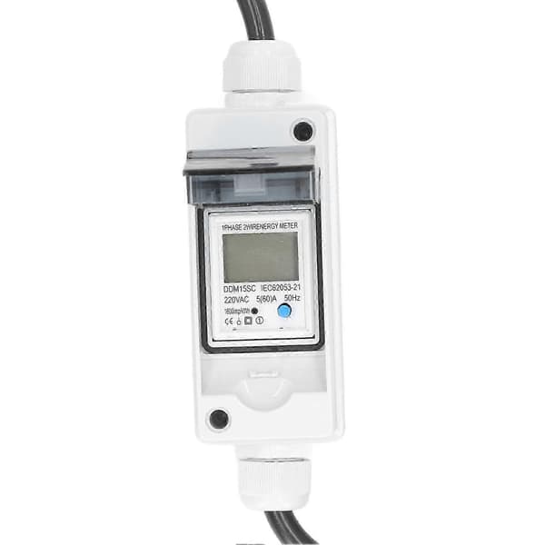 Mobil digital strømmåler IP65 Vanntett Bærbar LCD-skjerm Strømforbruksmåler AC250V 16A