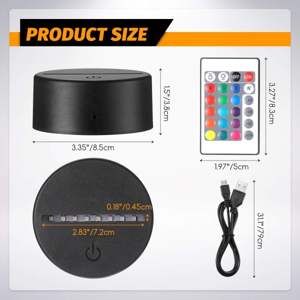 6 stk. 3D Nat LED Lys Lampe Base 16 Farver LED Lys Display