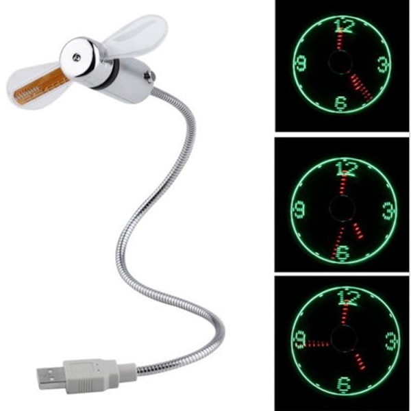 Mini Fleksibel USB-blæser 1 stk. opladningsblæser med LED til PC bærbar oplader