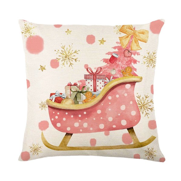 ##/(4 stycken) 4 stycken linne kvadratiska kuddfodral för jul säng soffa##/