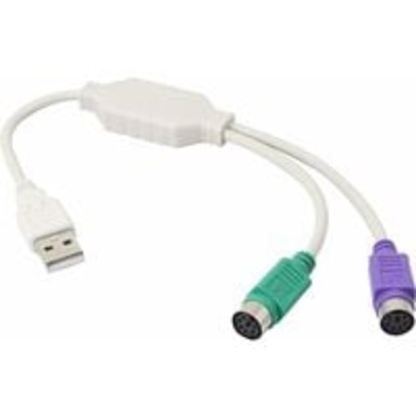 PS/2 till USB till PS/2 adapter för PS2 tangentbord vit