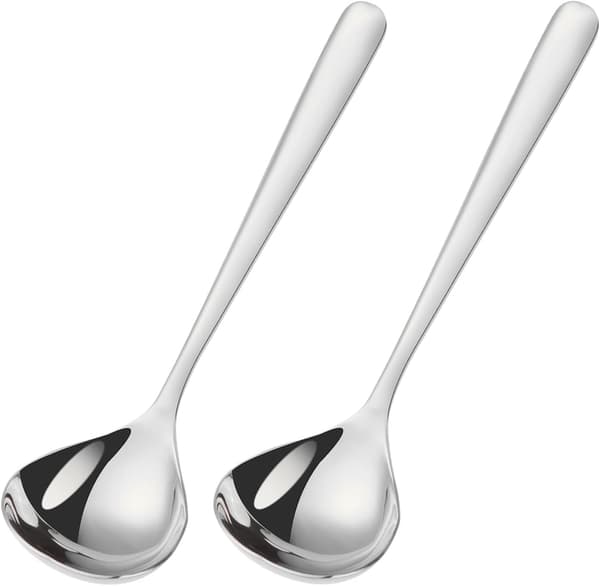 2 kpl Lusikat, Ruostumaton Teräs, Hopea, Keittolusikat, 7,8 tuumaa