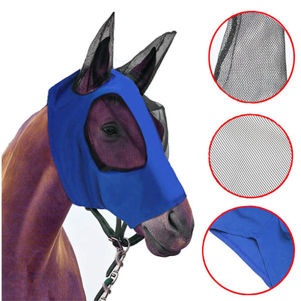 Blå Hest Maske Hestflue Maske Hestflue Masker Flue Maske Insekt R