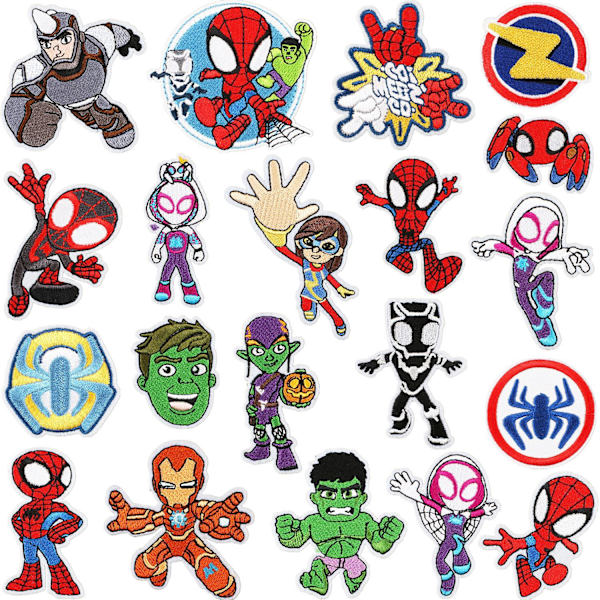 ##/20 stycken Stick Spider-Man & His Amazing Friends Stryk-på Broderi##/