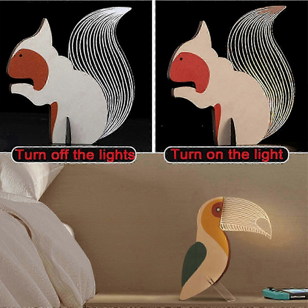 Valval Påfågel Träprydnad Djur Nattlampa Hip Mångsidig Praktisk DIY Vacker Och Modern Dekorativ LED-lampa